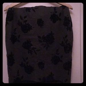 WHBM Grey Skirt with Black Flowers